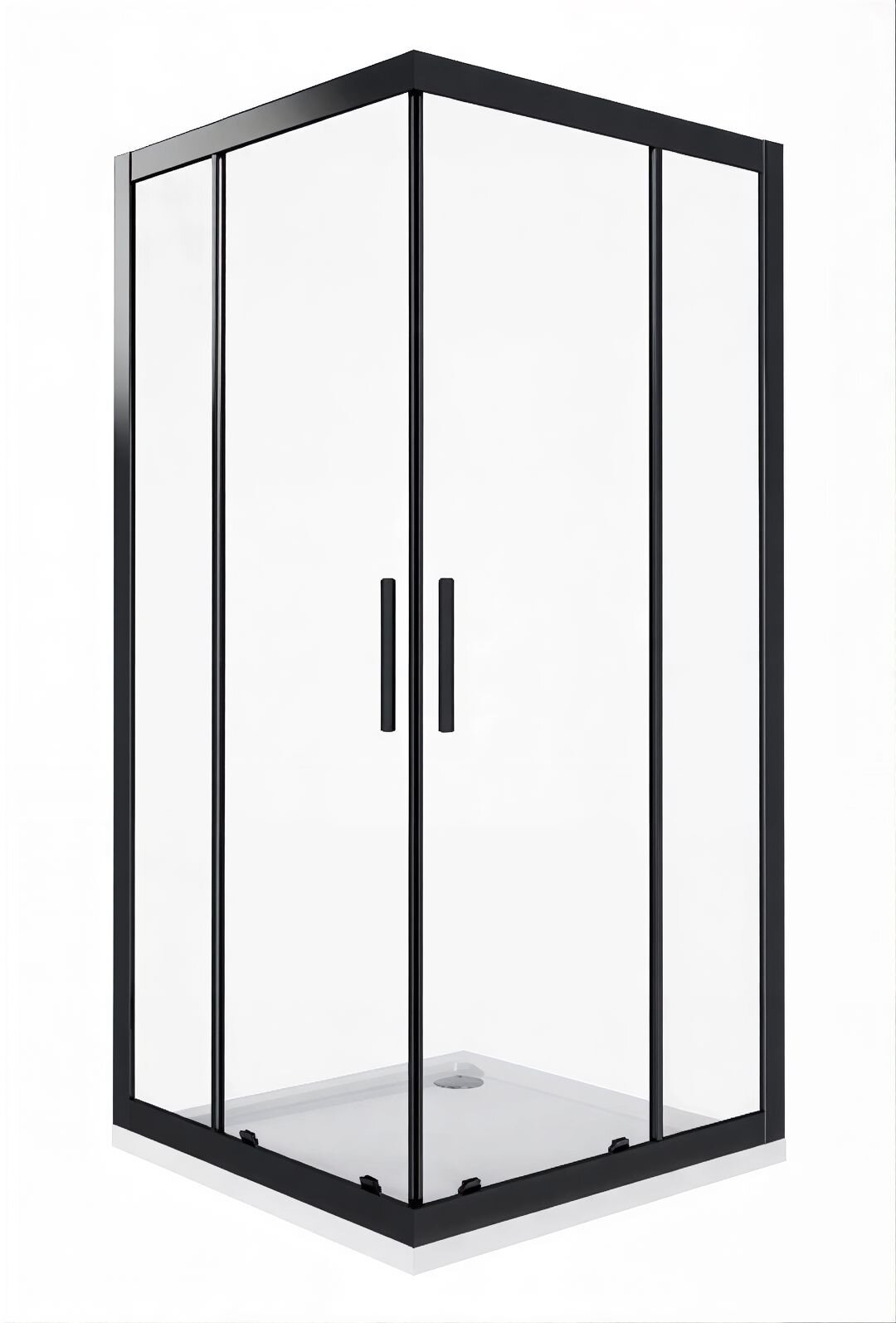 Изображение товара Душевое ограждение Good Door Cofe CR-80-C-B , 80 х 80 х 190 см, стекло прозрачное, профиль черный, КФ00005