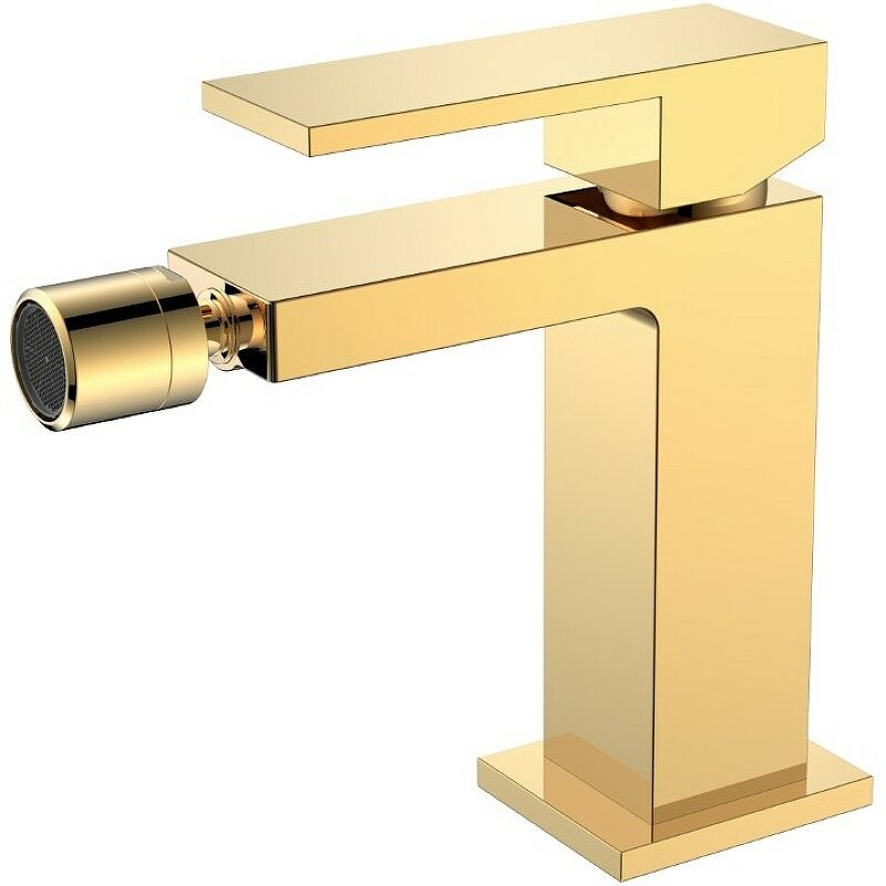 Изображение товара Смеситель для биде Boheme Qubic 476-G Shinny Gold 1 отверстие 16 см длина