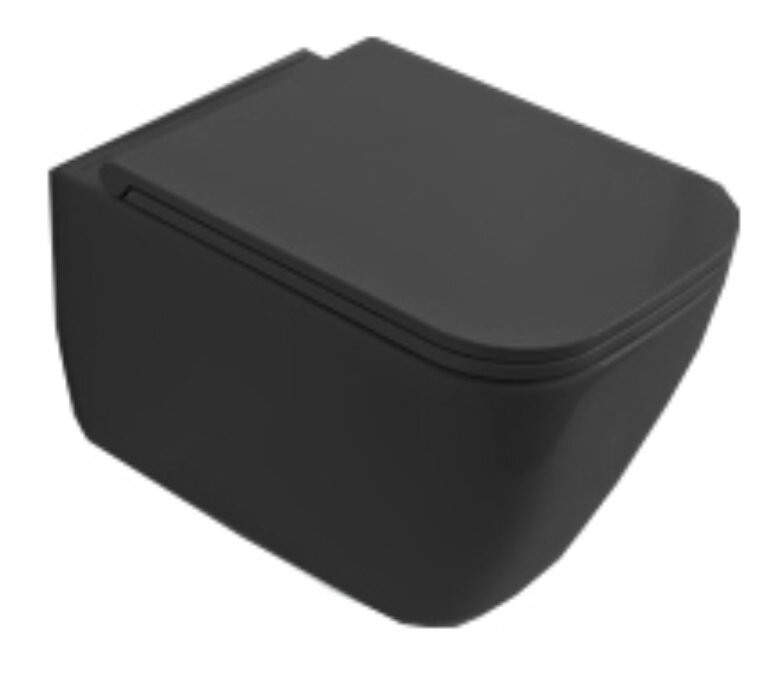 Изображение товара Подвесной безободковый унитаз Scarabeo Teorema 2.0 черный матовый с крышкой микролифт