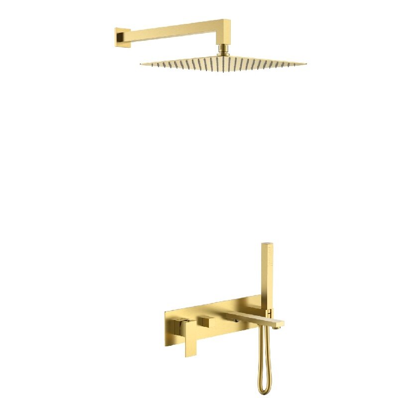 Изображение товара Душевая система Boheme Qubic 474-MG Matt Gold с верхним и ручным душем
