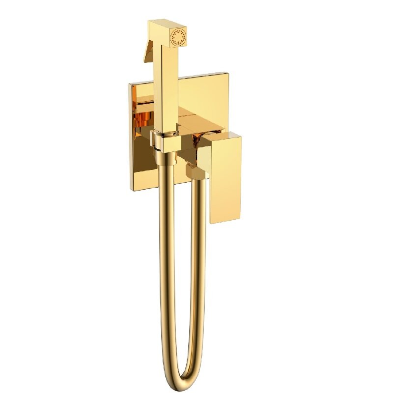 Изображение товара Гигиенический душ Boheme Qubic 477-G, со смесителем, цвет Shinny Gold