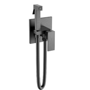 Изображение товара Гигиенический душ Boheme Qubic, 477-GM, со смесителем, вороненая сталь, gunmetal