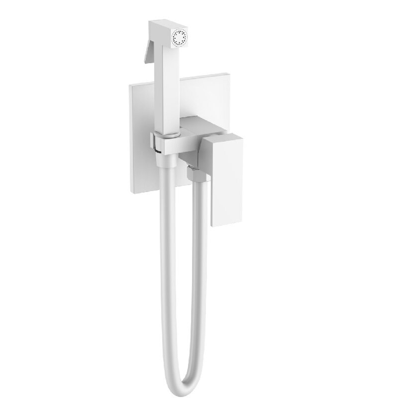 Изображение товара Гигиенический душ Boheme Qubic 477-MW с однорычажным управлением, белый матовый