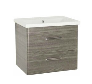 Изображение товара Тумба с раковиной Style Line Лотос Plus, 80 см, подвесная, шёлк зебрано, ЛС-00000491/UM-COM80/1 (выставочный образец, отсутствует упаковка)