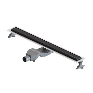 Изображение товара Дренажный канал Boheme Premium Linear, 80 см, в комплекте с решеткой под плитку, цвет черный, 982-80-B