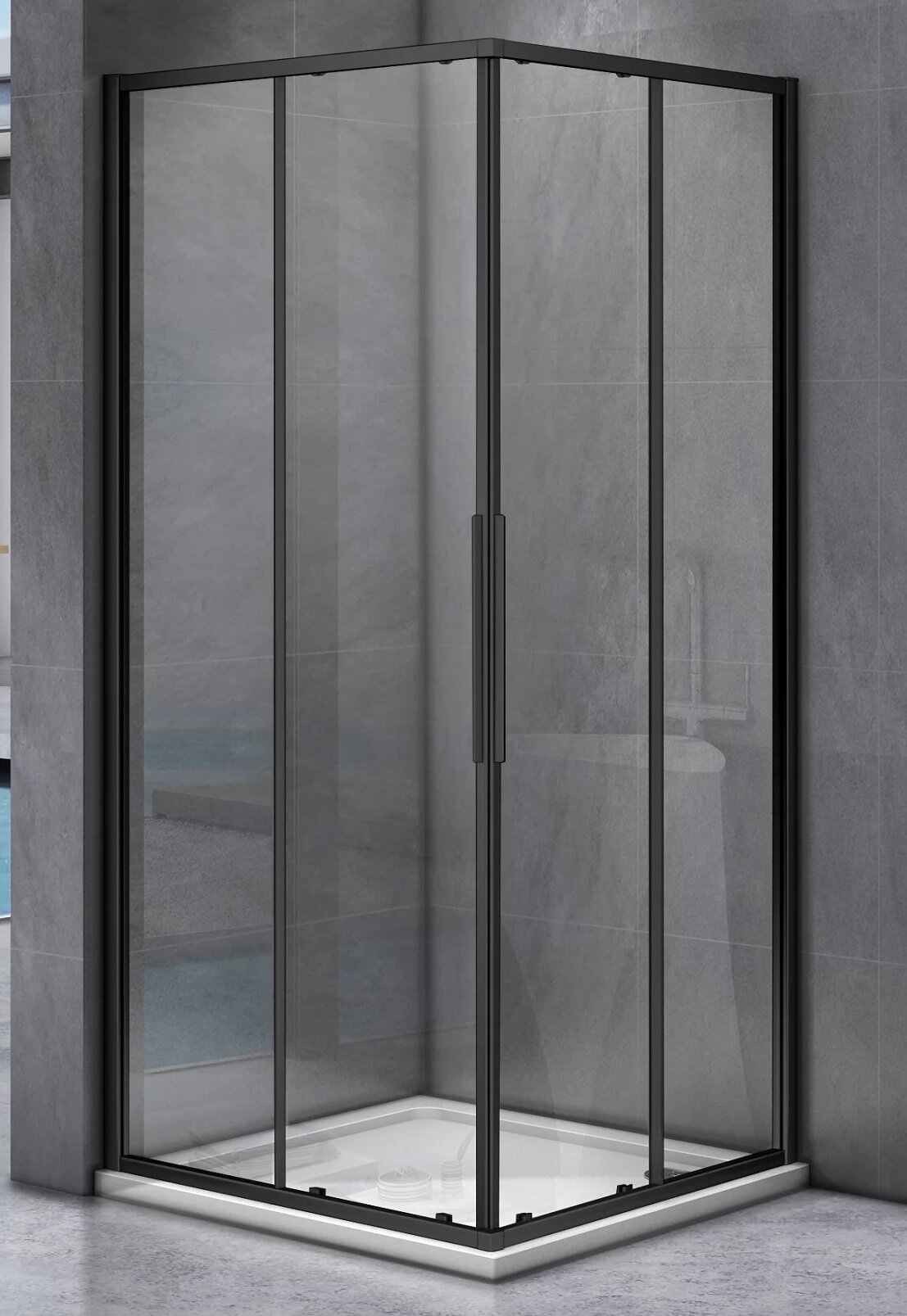 Изображение товара Душевое ограждение Good Door Idea CR-80-C-B 80x80 см прозрачное стекло черный профиль