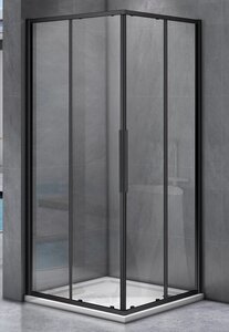 Изображение товара Душевое ограждение Good Door Idea CR-80-C-B, 80 х 80 х 195 см, стекло прозрачное, профиль черный, ИД00018
