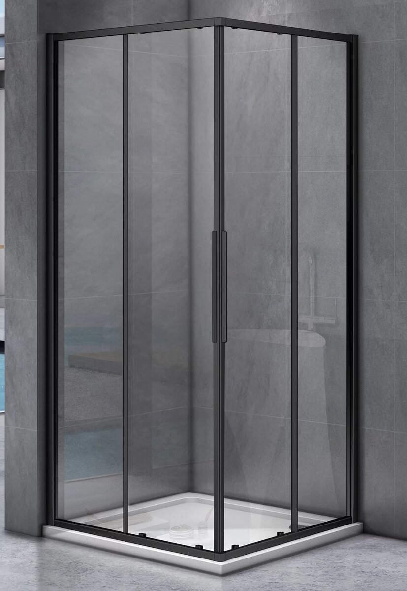Изображение товара Душевое ограждение Good Door Idea CR-90-C-B, 90 х 90 х 195 см, стекло прозрачное, профиль черный, ИД00019