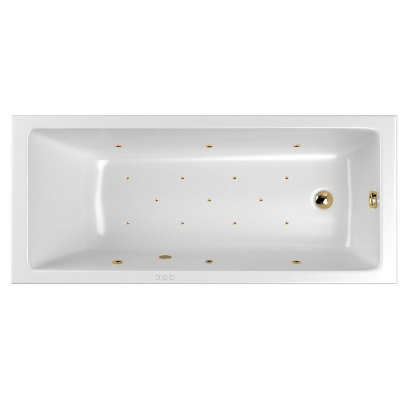Изображение товара Ванна гидромассажная Whitecross Wave Slim Relax, 160 х 80 см, белая/золото, 0111.160080.100.RELAX.GL