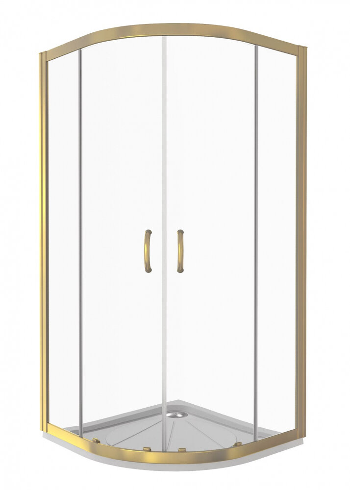 Изображение товара Душевое ограждение Good Door Jazze R-80-C-G 80х80 см стекло прозрачное профиль золото