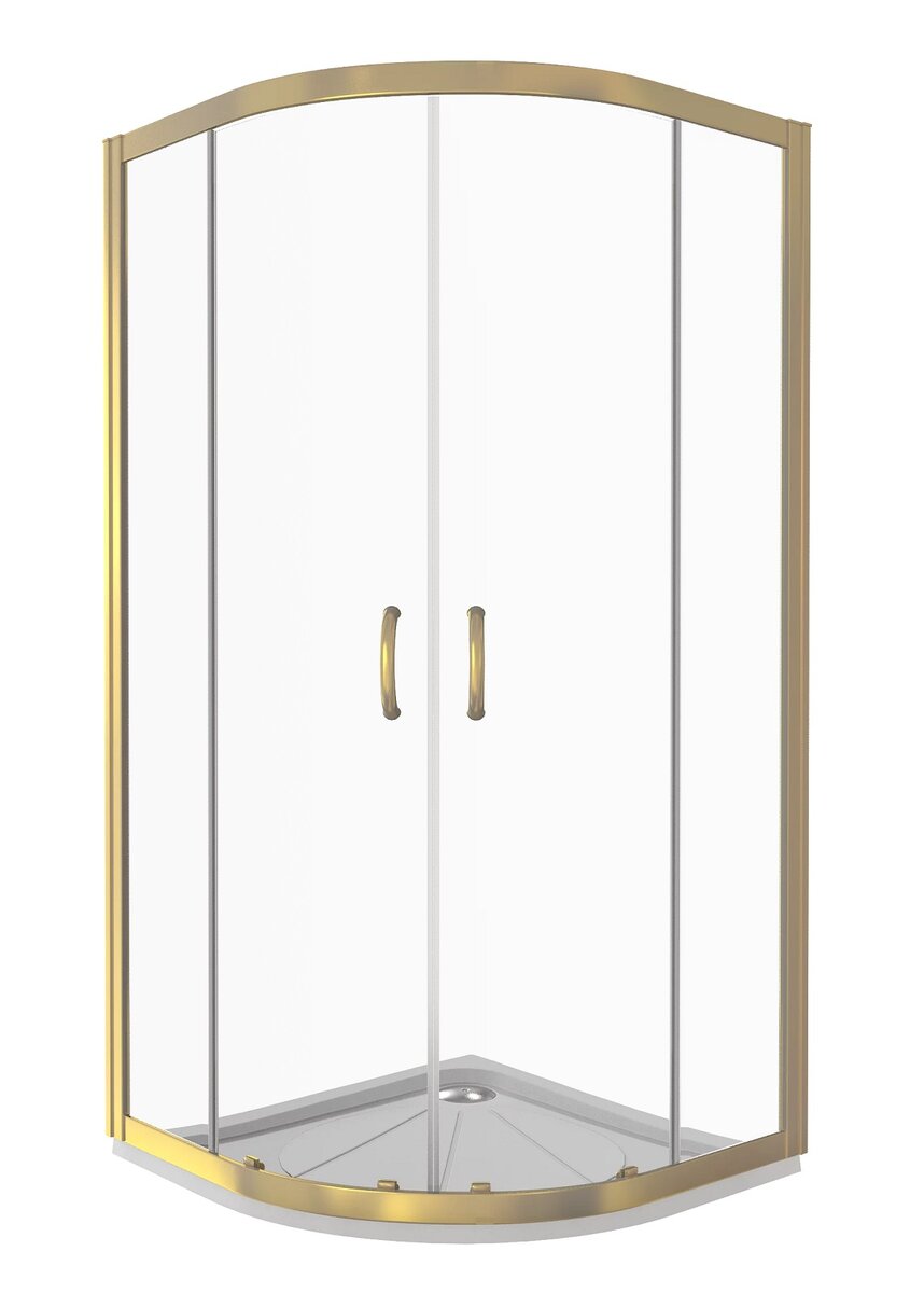 Изображение товара Душевое ограждение Good Door Jazze R-90-C-G, 90 х 90 х 185 см, стекло прозрачное, профиль золото, ДЖ00056