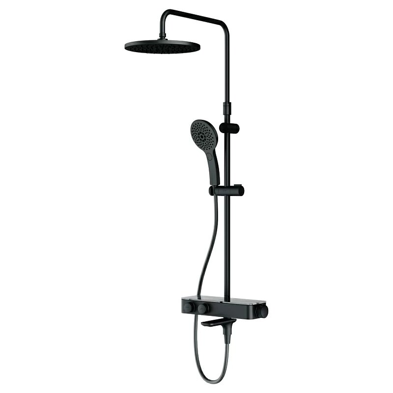 Изображение товара Душевая система Am.Pm Inspire 2.0 F0750A522 с термостатом, с изливом, ShowerSpot, черный матовый Изображение товара Душевая система Am.Pm Inspire 2.0 F0750A522 с термостатом, с изливом, ShowerSpot, черный матовый