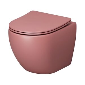 Изображение товара Подвесной унитаз Grossman Color GR-4455PIMS, безободковый, тонкая крышка микролифт, розовый матовый