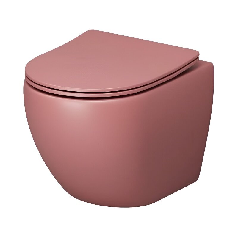Изображение товара Подвесной унитаз Grossman Color GR-4455PIMS, безободковый, тонкая крышка микролифт, розовый матовый Изображение товара Подвесной унитаз Grossman Color GR-4455PIMS, безободковый, тонкая крышка микролифт, розовый матовый