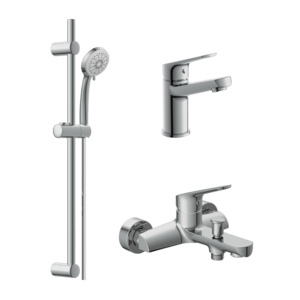 Изображение товара Комплект Cersanit 3 в 1: смеситель для раковины и ванны FLAVIS + VIBE