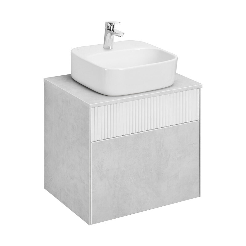 Изображение товара Тумба под раковину Aquaton Марбл 60, подвесная, слэйт/белый матовый, 1A276101MH4C0