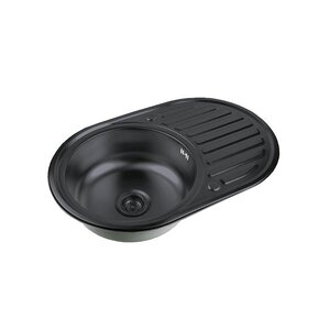 Изображение товара Кухонная мойка Zorg PVD GRAFIT 77 см с угловым монтажом и двумя отверстиями