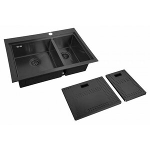 Изображение товара Мойка кухонная Zorg Master, 78 см, с накладкой, основная чаша слева, графит, ZM N-78-2-52-L GRAFIT