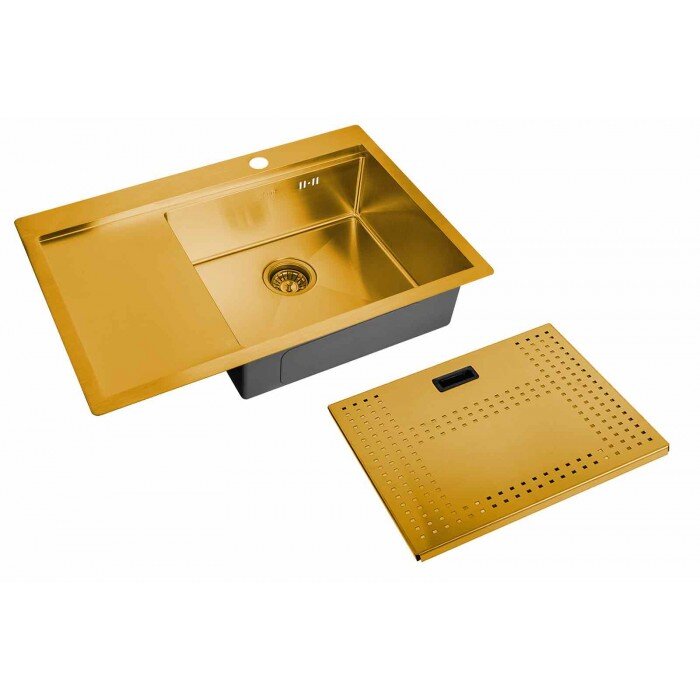 Изображение товара Мойка кухонная Zorg Master, 78 см, с накладкой, чаша справа, бронза, ZM N-7852-R BRONZE