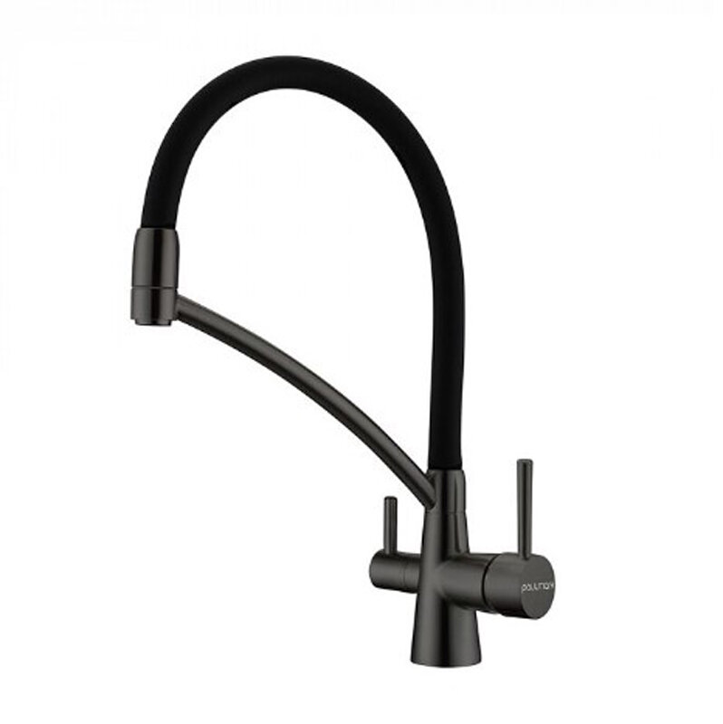 Изображение товара Смеситель для кухонной мойки Paulmark Siegen с подключением к фильтру вороненая сталь