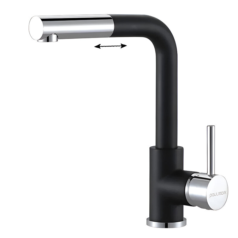 Изображение товара Смеситель Paulmark Kassel Ka214311-401 для кухонной мойки, с выдвижным изливом, антрацит/хром