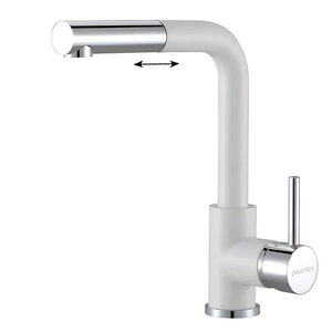 Изображение товара Смеситель Paulmark Kassel Ka214311-431 для кухонной мойки, с выдвижным изливом, белый матовый/хром
