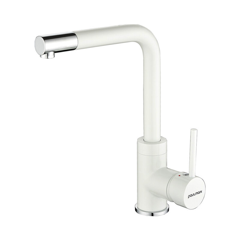 Изображение товара Смеситель для кухонной мойки Paulmark Honner Ho212018-WH белый матовый хром