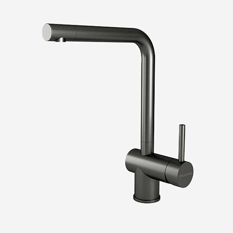 Изображение товара Смеситель для кухни Paulmark Spring Sp212067-GM из нержавеющей стали, поворотный излив