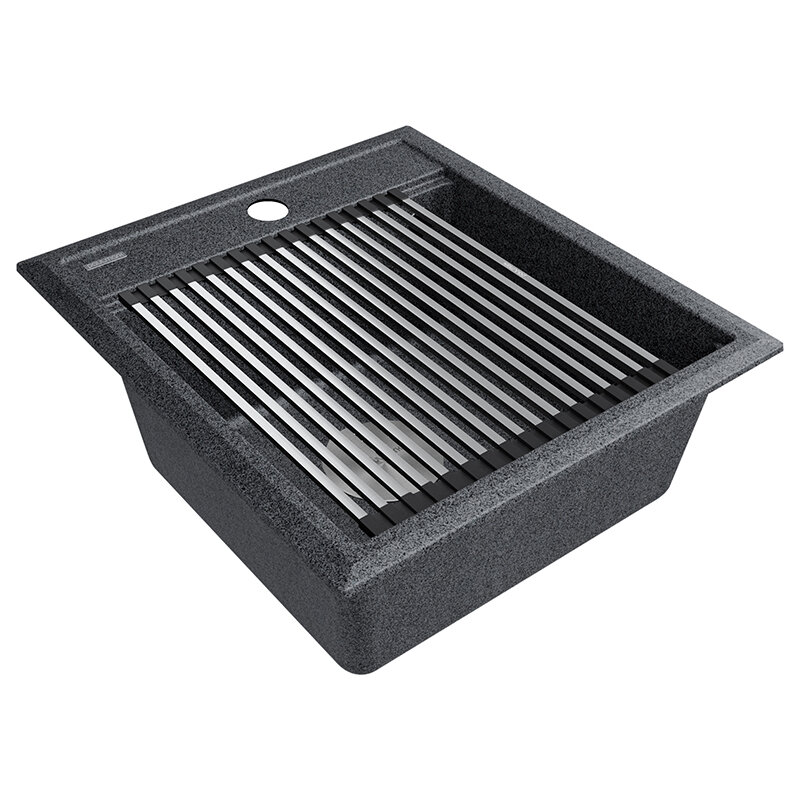 Изображение товара Кварцевая кухонная мойка Paulmark Stepia-460 46x51 см графит, встраиваемая