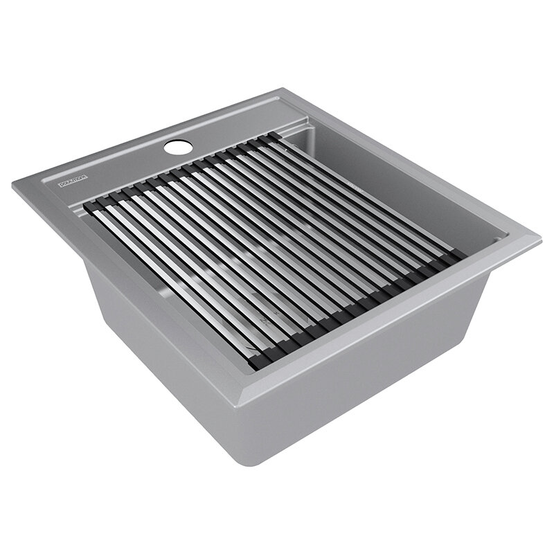 Изображение товара Мойка кухонная Paulmark Stepia-460 PM114651-GRM, 46 х 51 см, кварцевая, серый металлик