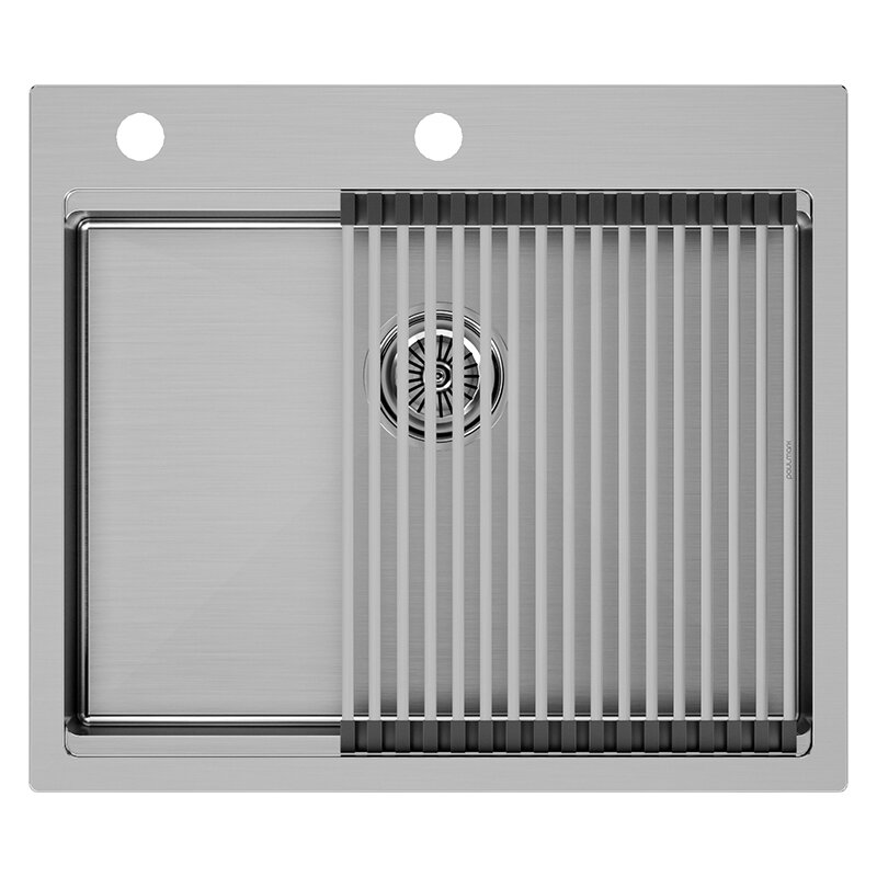 Изображение товара Мойка кухонная Paulmark Kroner-Pro PM705951-BS, 59 х 51 см, брашированная нержавеющая сталь