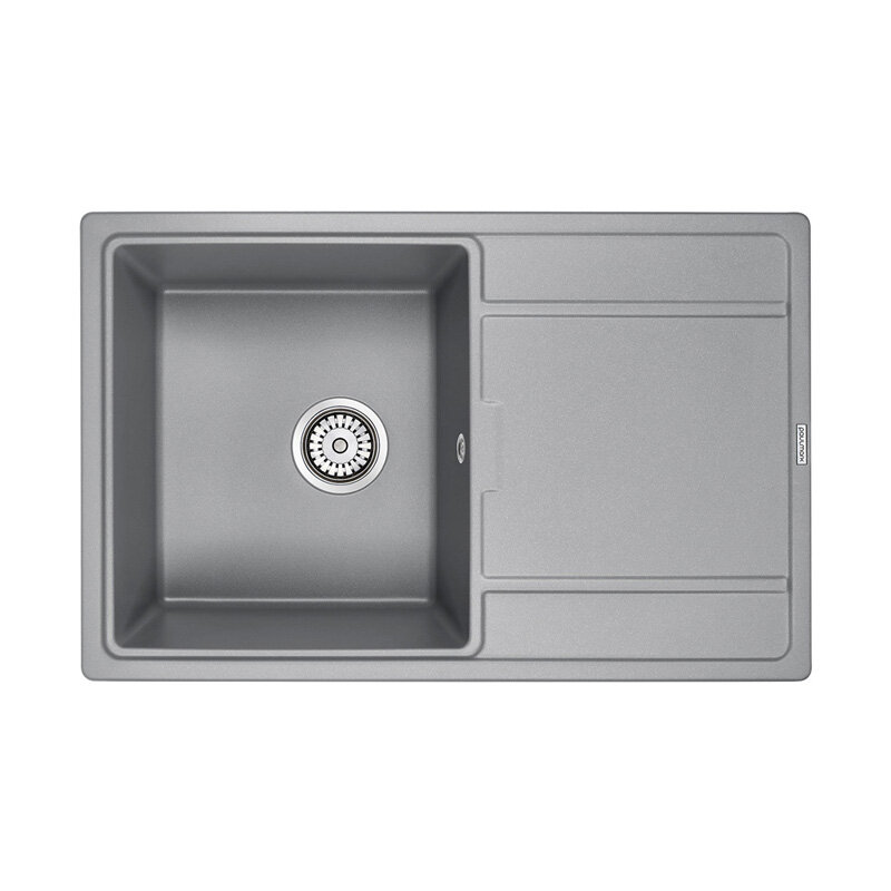 Изображение товара Мойка кухонная Paulmark Flugen PM217850-GRM, 78 см, кварцевая, серый металлик