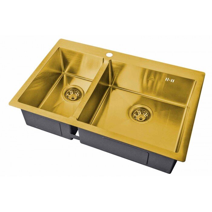 Изображение товара Мойка кухонная Zorg Steel Hammer, 78 см, основная чаша справа, бронза, SH 78-2-51-R BRONZE