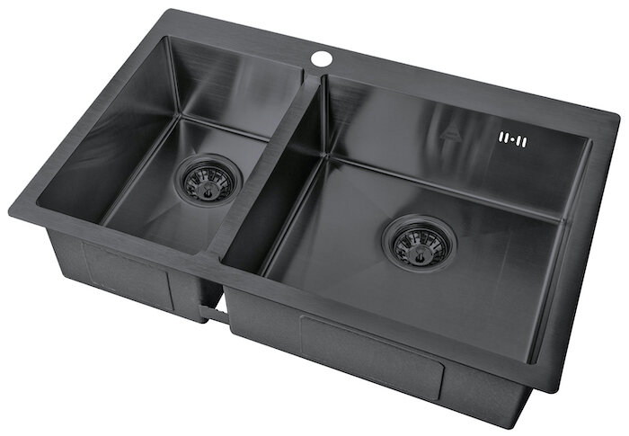 Изображение товара Кухонная мойка Zorg Steel Hammer 78 см графит с глубоким контейнером и PVD покрытием
