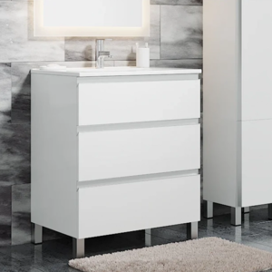 Изображение товара Тумба под раковину Sanvit Авеню-3 70 см напольная белая глянцевая