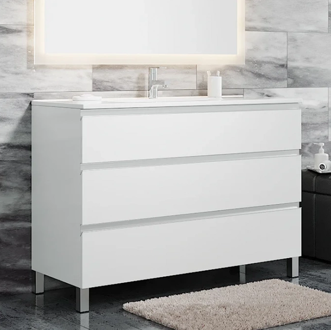 Изображение товара Тумба под раковину Sanvit Авеню-3 120 см напольная белая глянцевая