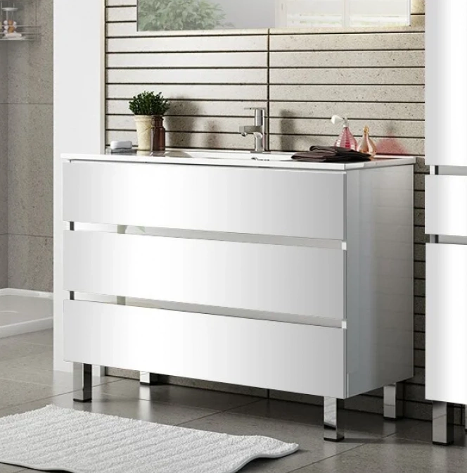 Изображение товара Тумба под раковину Sanvit Кубэ-3 100 см напольная белая глянцевая