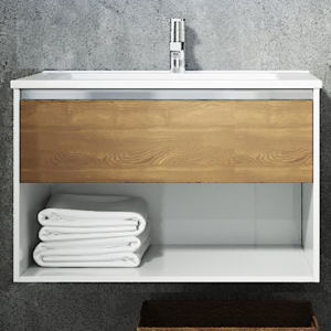 Изображение товара Тумба под раковину Sanvit Контур Манзония, 70 см, подвесная, кофейный/белый, kkont070mk