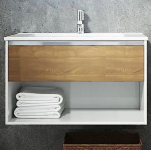 Изображение товара Тумба под раковину Sanvit Контур Манзония, 80 см, подвесная, кофейный/белый, kkont080mk