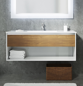Изображение товара Тумба под раковину Sanvit Контур Манзония, 100 см, подвесная, кофейный/белый, kkont100mk