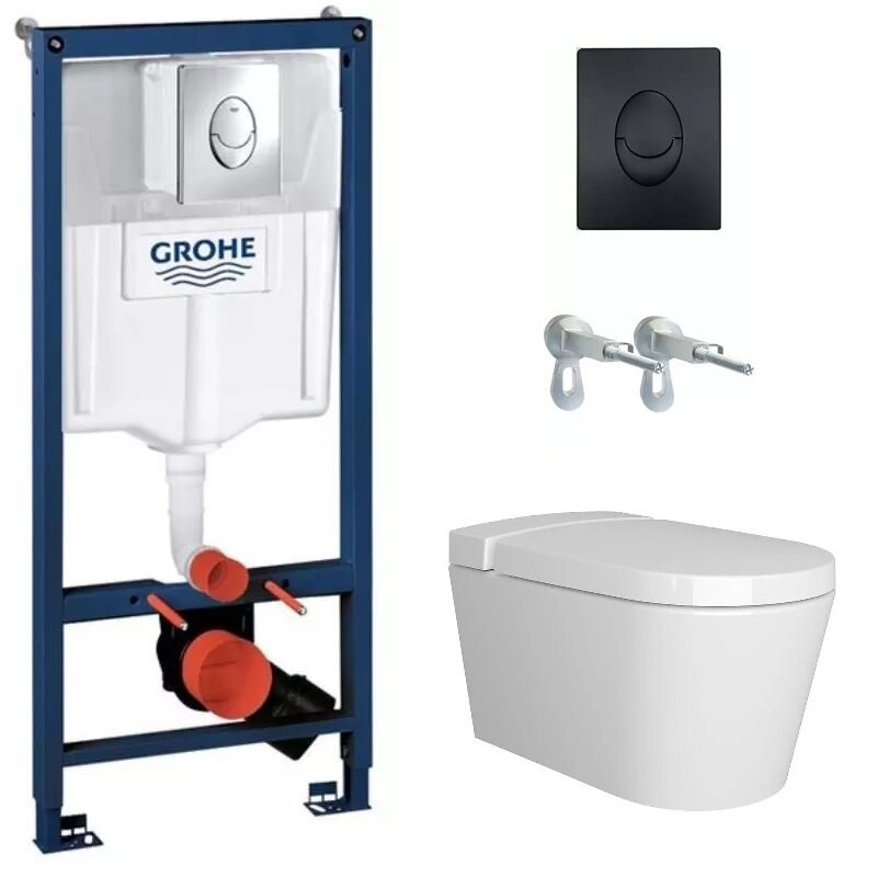 Изображение товара Инсталляция Grohe Rapid SL и безободковый унитаз VitrA Nest 5176B003-6233, биде, микролифт, черная 