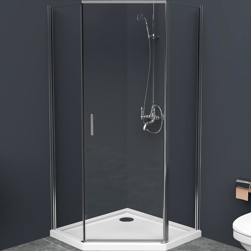 Изображение товара Душевой уголок BelBagno Uno-195 100x100 см распашной хром стекло прозрачное Италия