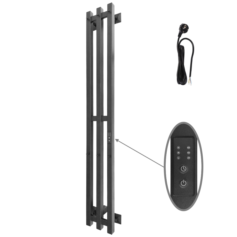 Изображение товара Электрический полотенцесушитель Altasan АргоПроф 120 см черный муар нержавеющая сталь