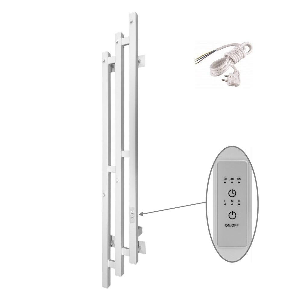 Изображение товара Полотенцесушитель электрический Altasan БризПроф, высота 120 см, ширина 17 см, белый матовый, БризПроф12017БМ