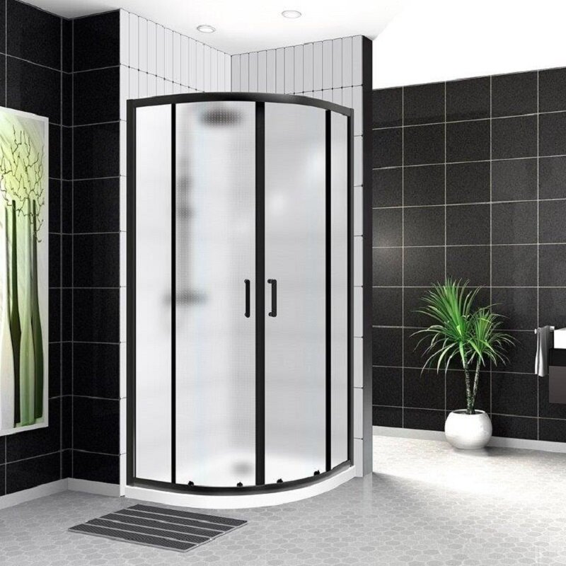 Изображение товара Душевой уголок BelBagno Uno-195, 90 х 90 см, стекло рифленое, профиль черный, UNO-195-R-2-90-P-NERO