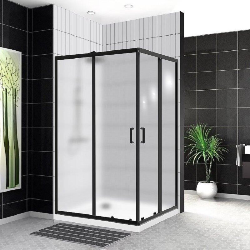 Изображение товара Душевой уголок BelBagno Uno-195 120x90 см с рифленым стеклом и черным профилем