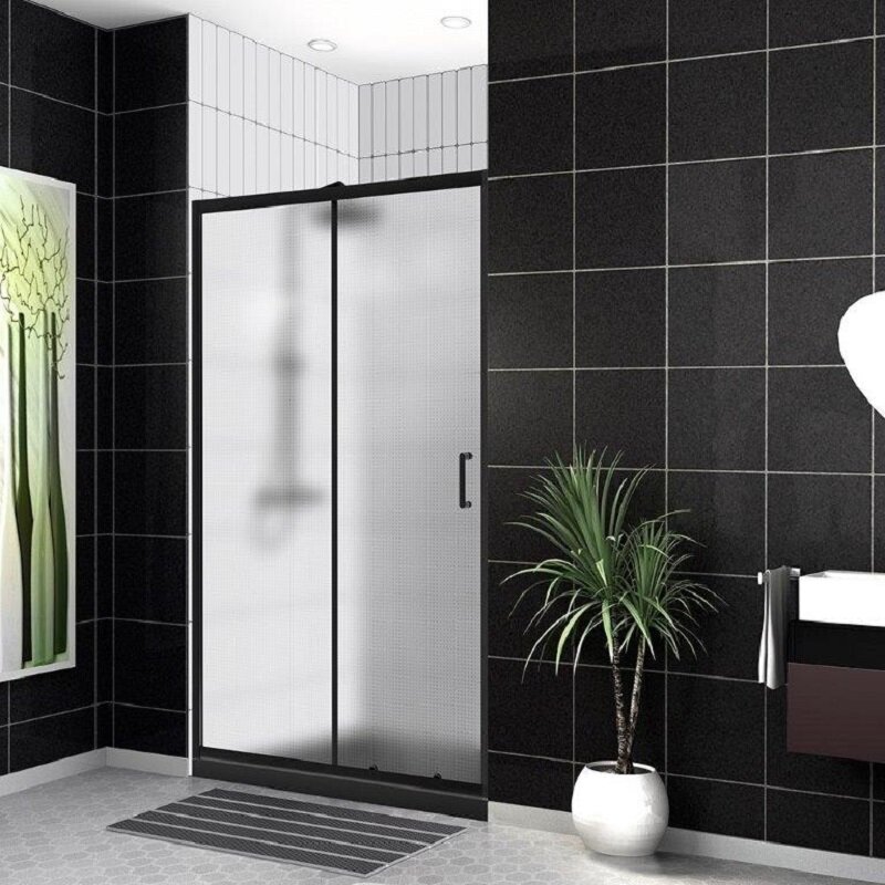 Изображение товара Душевая дверь BelBagno Uno-195 120 см стекло рифлёное черный профиль Италия