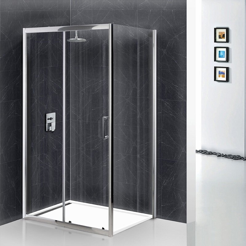 Изображение товара Душевой уголок BelBagno Uno-195 100x80 см раздвижной из закаленного стекла хром