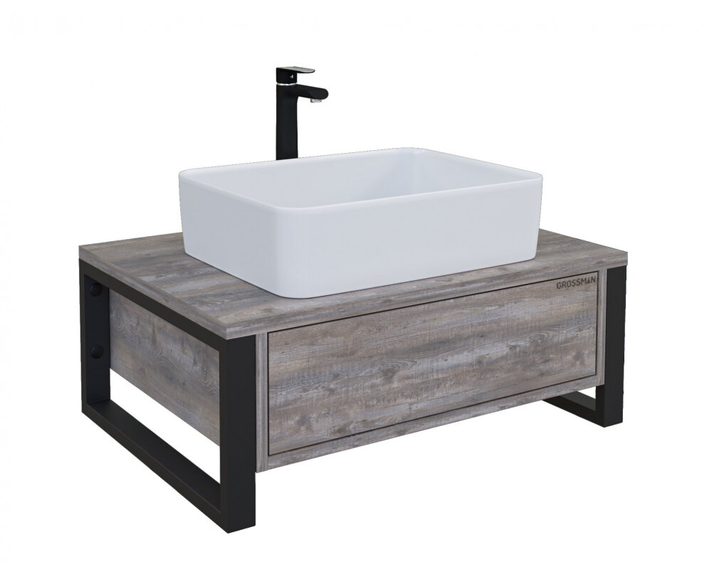 Изображение товара Консоль для ванной Grossman Фарго 106013 70 см подвесная серый ЛДСП