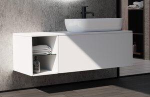 Изображение товара Тумба под раковину Sanvit Оскар 100 см, подвесная, белая, левый/правый